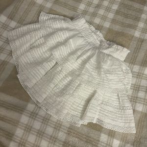 Aerie rock ‘n’ ruffle mini skirt in white